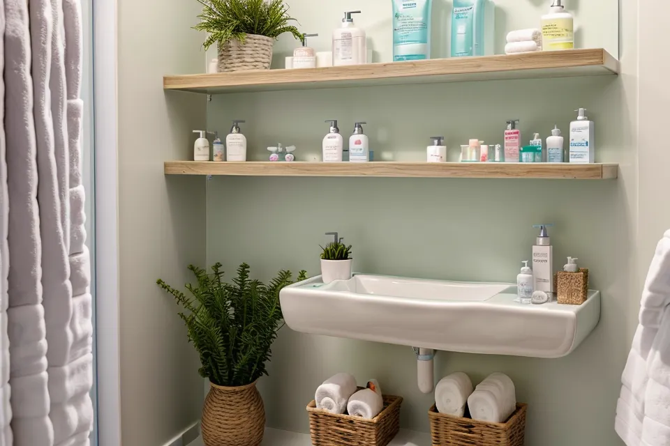A lit candle next to dental floss on a bathroom counter, part of a calming home care routine before flossing