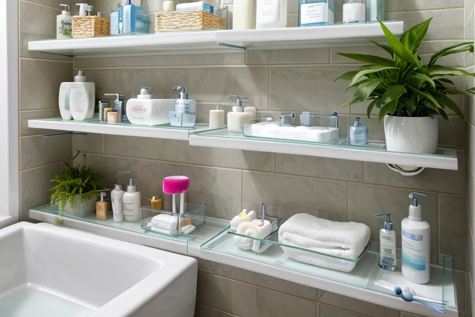 Water flosser on a bathroom vanity, part of a remineralization and home oral care routine for dental anxiety in Denver