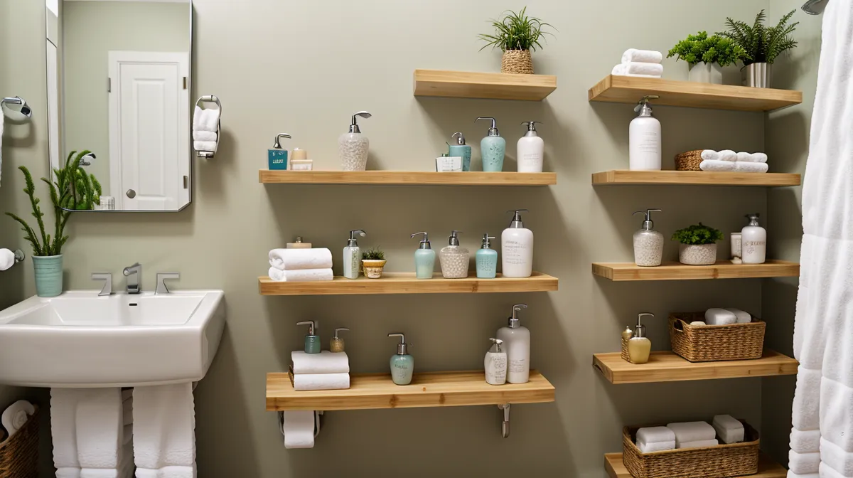 Bathroom shelf with ProDentim probiotic tablets, part of an at-home dental care routine for oral microbiome balance and dental anxiety relief