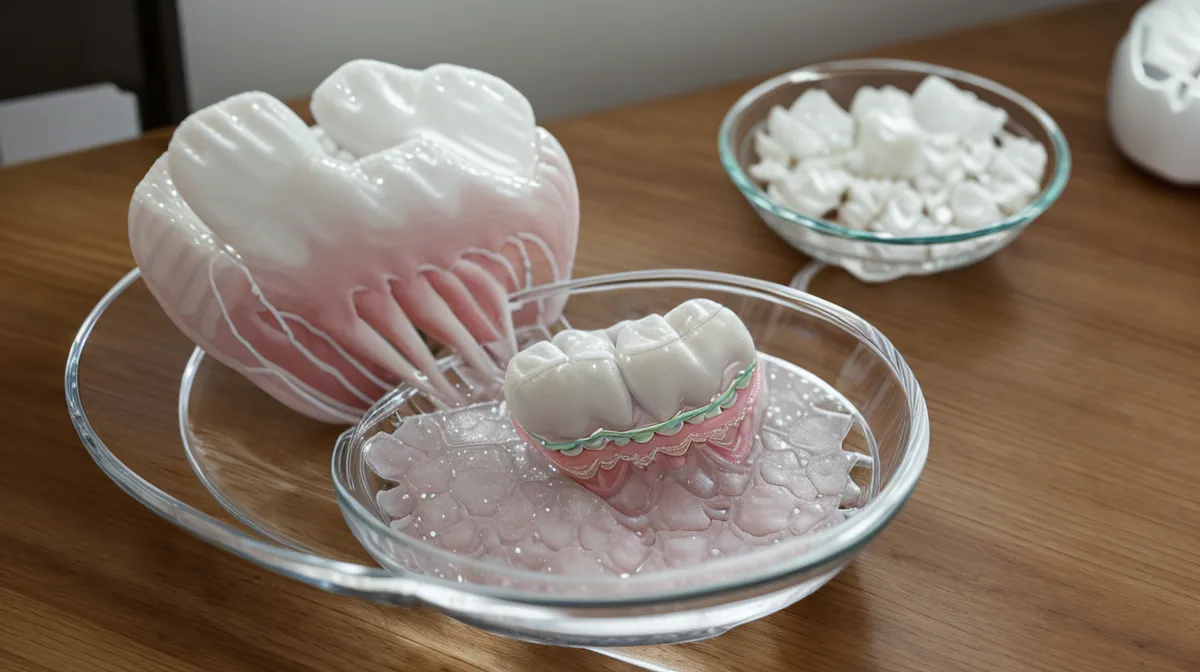 Clear aligner retainer being prepared for a natural, at-home cleaning routine for dental anxiety sufferers